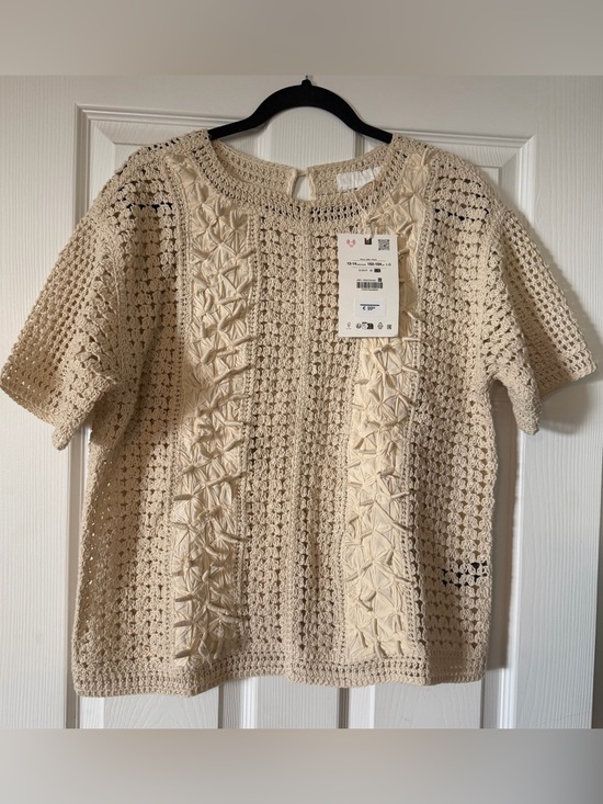 Zara Tops - ZARA Cream Open-Knit Sweater